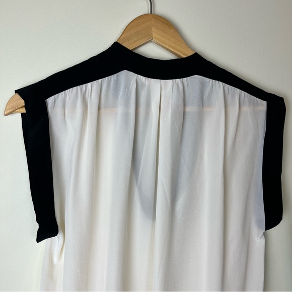 Rebecca Taylor Two Tone Scoop Neck Short Sleeve Silk Blouse - Size 4 - Picture 6 of 11